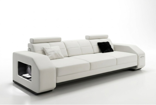 Ensemble de canapé avec USB Sofa Couch Upholstery Seat Suite 3+2+1 Paysage de vie en cuir