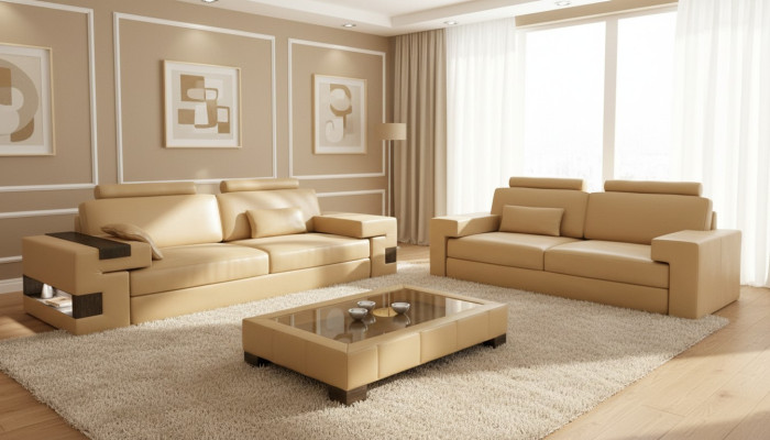 Canapé en cuir USB Ensemble de canapé moderne 3+2+1 Siège de canapé Canapé en tissu Suite Set