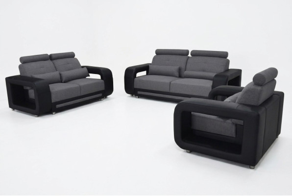 Canapé avec USB Suite Canapé Revêtement de siège Design Ensemble complet en cuir tissu neuf