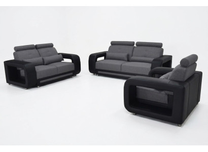Canapé avec USB Suite Canapé Revêtement de siège Design Ensemble complet en cuir tissu neuf