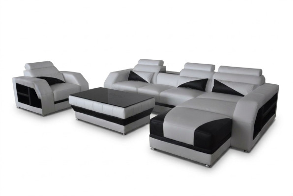 Canapé d'angle en cuir avec USB Suite Canapés Canapés Tapisserie Fauteuil paysage vivant Coin