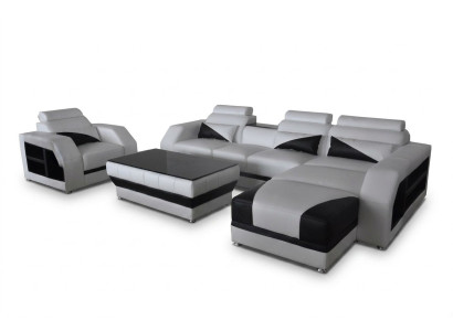Canapé d'angle en cuir avec USB Suite Canapés Canapés Tapisserie Fauteuil paysage vivant Coin