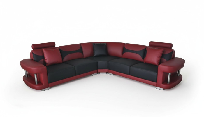Cuir Moderne XXL Canapé Canapé en cuir Canapé Ensemble de canapés Canapé en L-shape avec USB