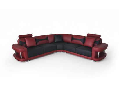 Cuir Moderne XXL Canapé Canapé en cuir Canapé Ensemble de canapés Canapé en L-shape avec USB