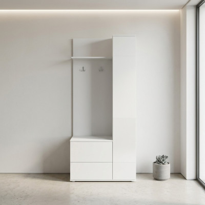 Garderobe mit Kleiderständer, Garderobenschrank, Schuhschrank, Spiegelpaneel Flur