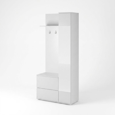 Garderobe mit Kleiderständer, Garderobenschrank, Schuhschrank, Spiegelpaneel Flur