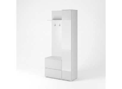 Garderobe mit Kleiderständer, Garderobenschrank, Schuhschrank, Spiegelpaneel Flur