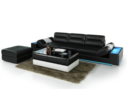 XXL Grand canapé Lounge Club 3+3 places Canapé multifonction en cuir + USB + LED