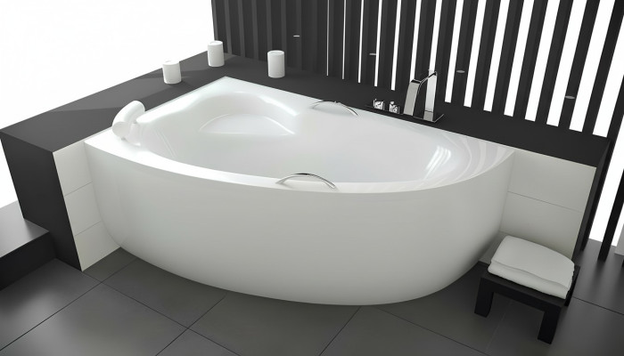 Baignoire XXL baignoire d'angle coin 150*100 cm baignoire en acrylique bain