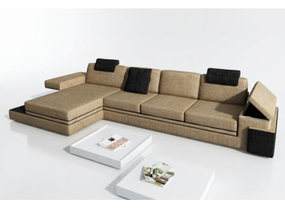 Conception de salon moderne Canapé Tissu Canapé Tissu Upholstery Coin Suite LED + USB