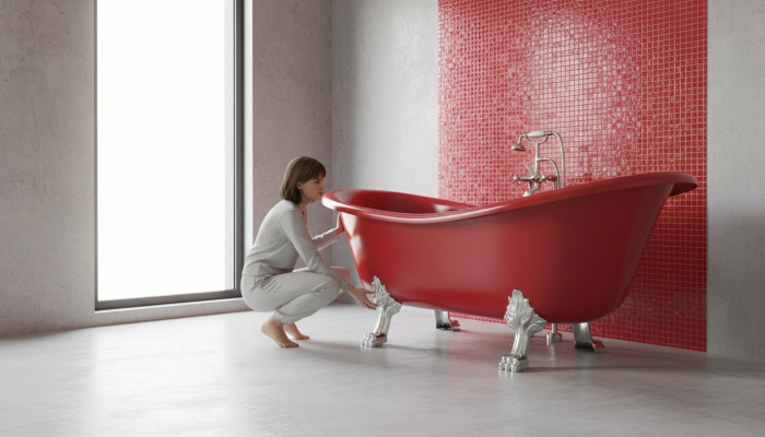Baignoire design rouge Baignoire autonome de luxe en rouge Salle de bain en baignoire rouge