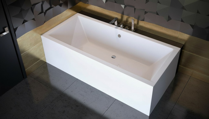 Baignoire d'angle rectangulaire Baignoires d'angle de salle de bain Baignoire blanche arrondie nouvelle.