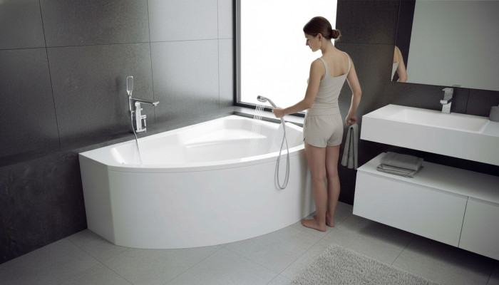 Une baignoire d'angle non moulée conçoit des baignoires de coin de baignoire pour salle de bains