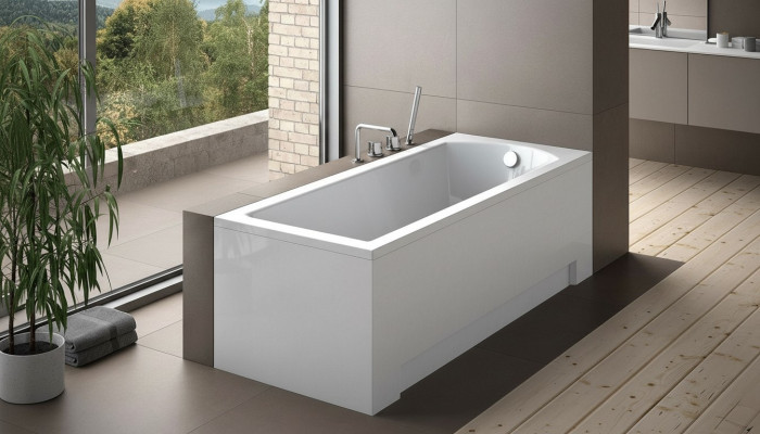 Baignoire d'angle rectangulaire blanche pour salle de bain