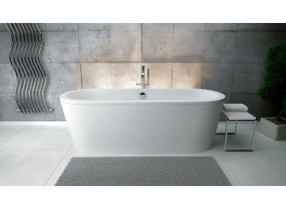 Baignoire ovale en acrylique. Baignoires exclusives de design autoportant pour une nouvelle salle de bain.