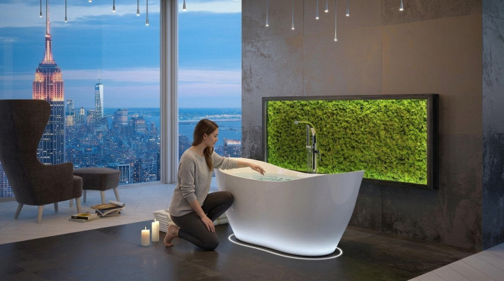 Baignoire autonome exclusive en acrylique baignoire douche salle de bain ABlue f design