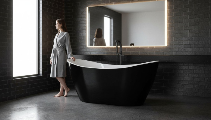 Baignoire noire de designer baignoire autonome de luxe en noir