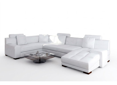 Canapé en cuir avec USB, paysage vivant Canapé d'angle Eck Suite Design Canapé Moderne A1111