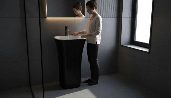Lavabo Design Moderne sur Pied en Acrylique Lavabo Suspendu pour Salle de Bain