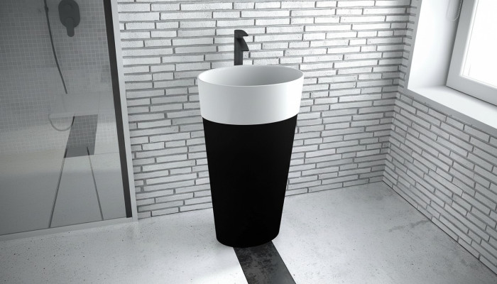 Lavabo acrylique autoportant avec colonne d'attache.