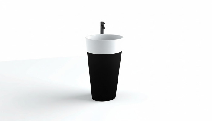 Lavabo acrylique autoportant avec colonne d'attache.