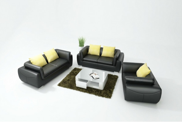 Canapé en cuir avec USB Living Landschaft 3+2+1 Places Suite Design Moderne Canapé Canapé