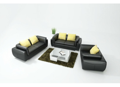 Canapé en cuir avec USB Living Landschaft 3+2+1 Places Suite Design Moderne Canapé Canapé