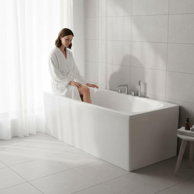 Baignoires d'angle rectangulaires pour salles de bains Baignoires blanches à coins arrondis nouvelles