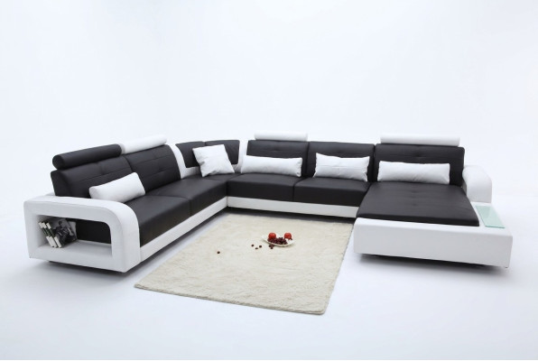 Canapé d'angle avec USB Rembourrage Canapé paysager vivant Coin Suite Cuir Textile H2209