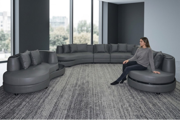 Luxury Living Corner Leather Suite Landscape Upholstery Corner XXL Big Sofa U-shape + USB Luxueux Salon en Cuir d'Angle Canapé d'Angle de Paysage XXL en Forme de U + USB