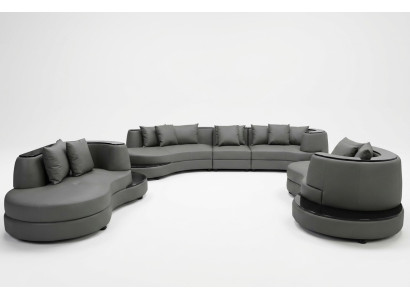 Luxury Living Corner Leather Suite Landscape Upholstery Corner XXL Big Sofa U-shape + USB Luxueux Salon en Cuir d'Angle Canapé d'Angle de Paysage XXL en Forme de U + USB