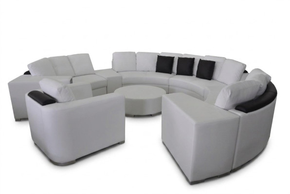 Canapé rond Canapé en tissu XXL Gros canapés ronds Paysage vivant Fauteuil Pouf + USB