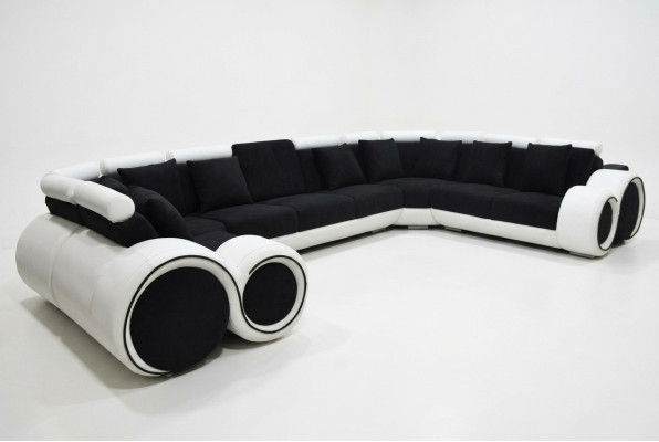 Coin Canapé en cuir XXL moderne, paysage de vie en cuir Canapé canapé en forme de U A1163 avec USB