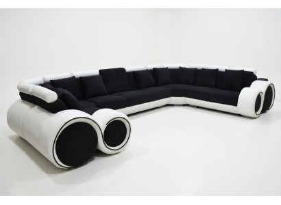 Coin Canapé en cuir XXL moderne, paysage de vie en cuir Canapé canapé en forme de U A1163 avec USB