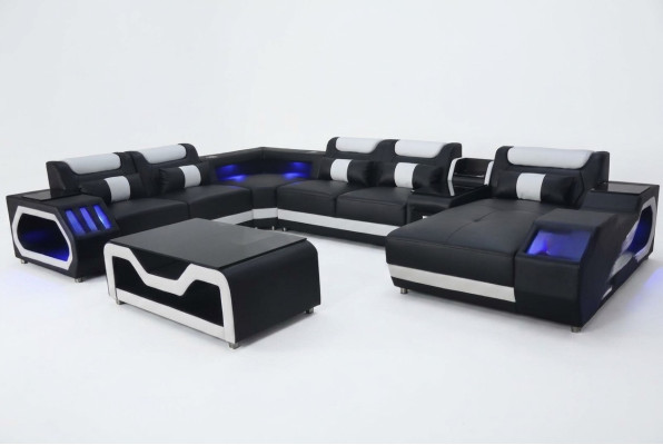 Conception Siège rembourré en cuir Coin Paysage Salle neuf Canapé rembourrage Coin USB