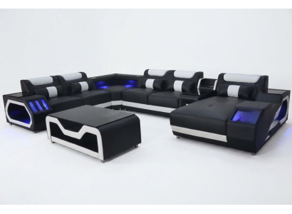Conception Siège rembourré en cuir Coin Paysage Salle neuf Canapé rembourrage Coin USB