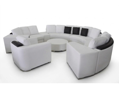 Paysage de vie Canapé d'angle rond en cuir Ensemble de canapé Canapé d'angle + USB