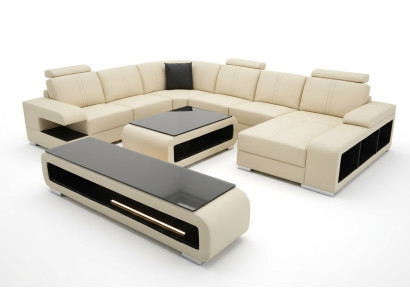 Moderne canapé d'angle paysage de vie Table canapé Bahut Canapé USB suite d'angle 3 pièces.