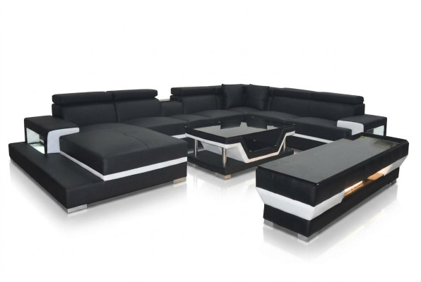 Canapé en cuir en forme de U dans un design moderne pour le salon