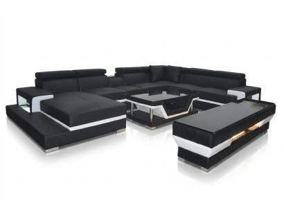 Canapé en cuir en forme de U dans un design moderne pour le salon