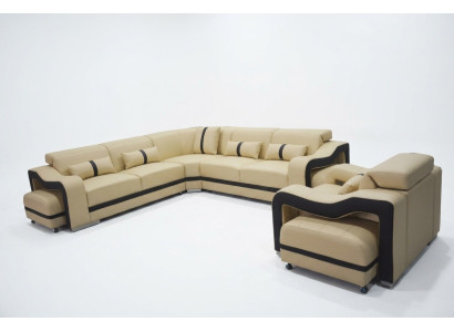 Obtenez le canapé d'angle moderne en cuir de luxe en forme de U pour votre salon
