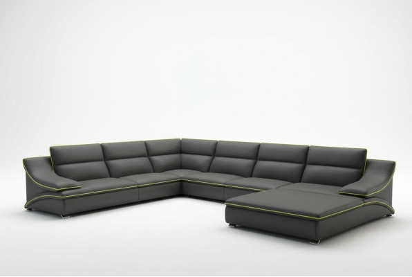 Canapé d'angle avec USB Canapé en cuir Paysage vivant Canapé Siège Suite d'angle Forme en U EltmannG