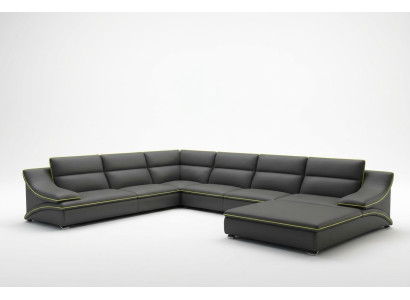 Canapé d'angle avec USB Canapé en cuir Paysage vivant Canapé Siège Suite d'angle Forme en U EltmannG