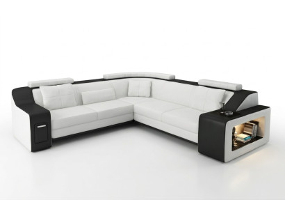 Canapé d'angle Cuir Textile Canapé Canapé USB Rembourrage Salon Paysage L Suite Siège neuf