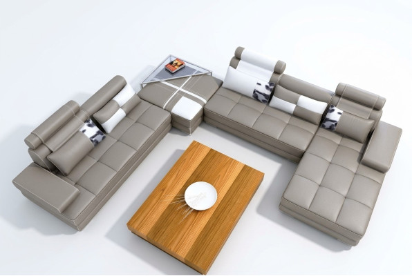 Canapé d'angle Canapé avec USB Paysage de vie Canapé en cuir XXL Canapés design Wolfhagen Gris