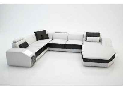 Paysage vivant Canapé d'angle Canapé design avec USB Siège rembourré Coin en forme de U Blanc PHM110
