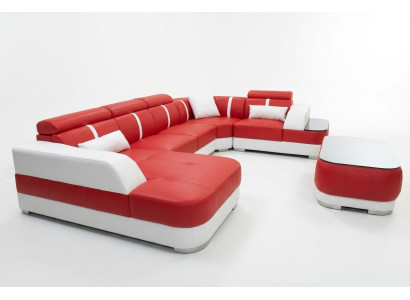 Conception Canapé d'angle Siège en cuir Rembourrage de coin Série de salon Canapé paysager avec USB
