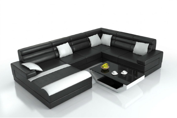 Canapé d'angle avec USB Salon paysage XXL Grand canapé suite de rembourrage Canapés d'angle en forme de U