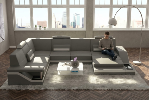 Designer Living Landschaft U-Form mit USB-Ecksofa-Polstersuite-Ecksofa-Sofa