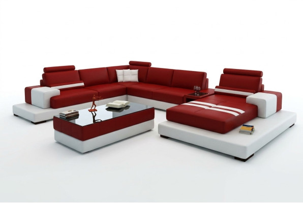Paysage vivant Canapé Rembourrage Suite Eck Canapé en cuir avec USB, Nouveau canapé d'angle 2725A